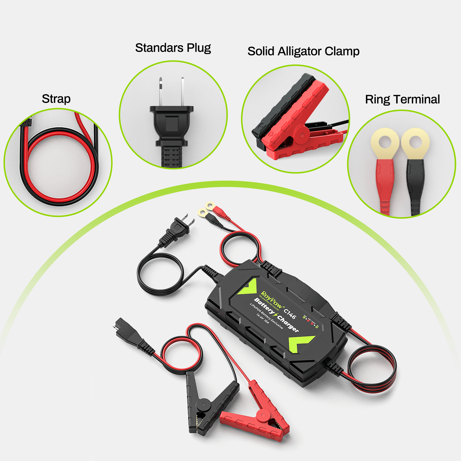 RoyPow 14.4V-10A C146 LiFePO4 Battery charger