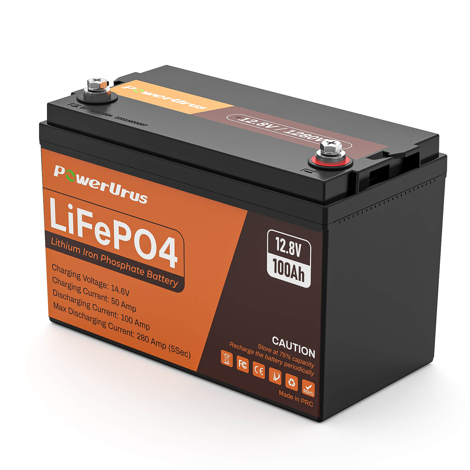 PowerUrus 12V-100AH LiFePO4 Deep Cycle Rechargeable Battery