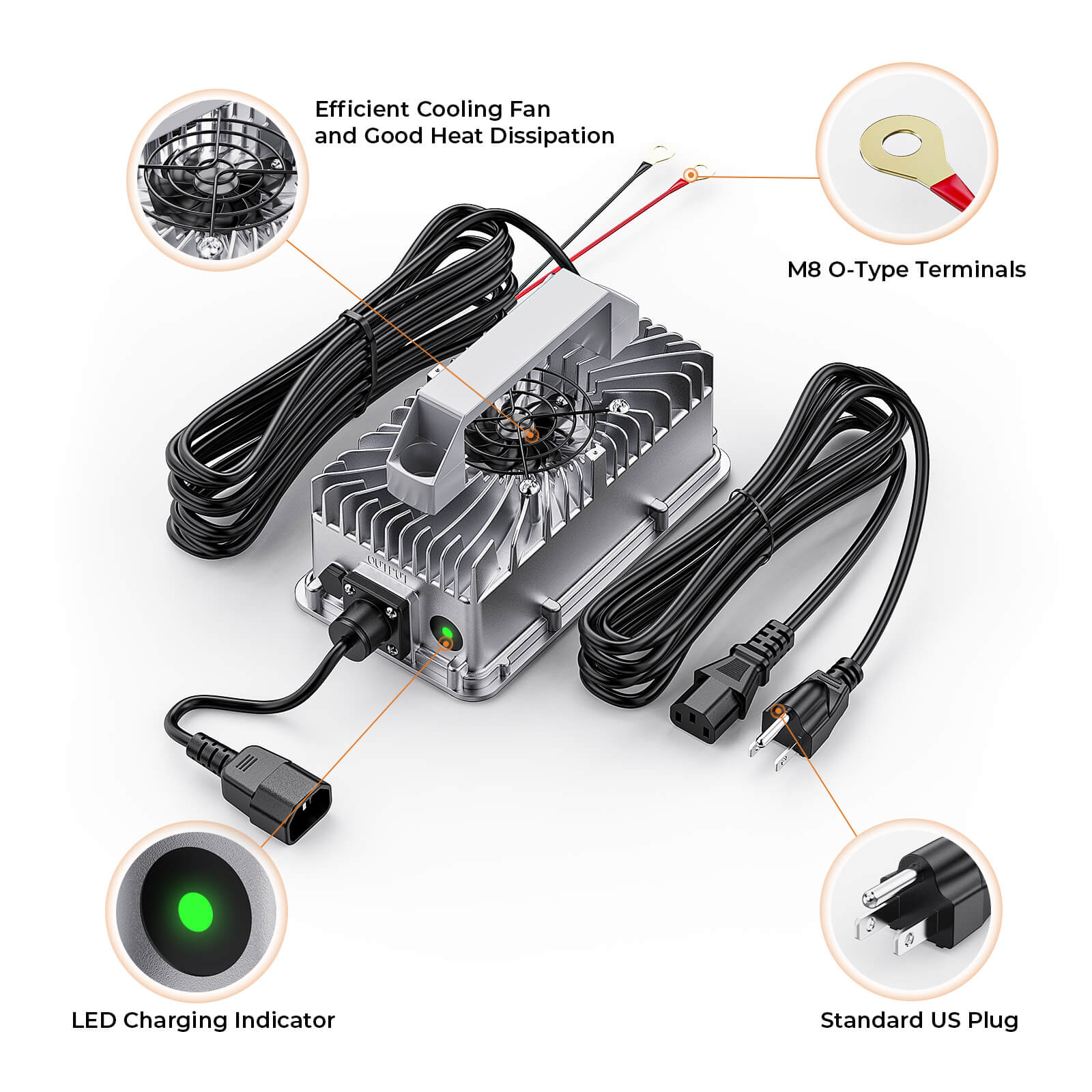 ROYPOW E8-14V30A LiFePO4 Battery charger